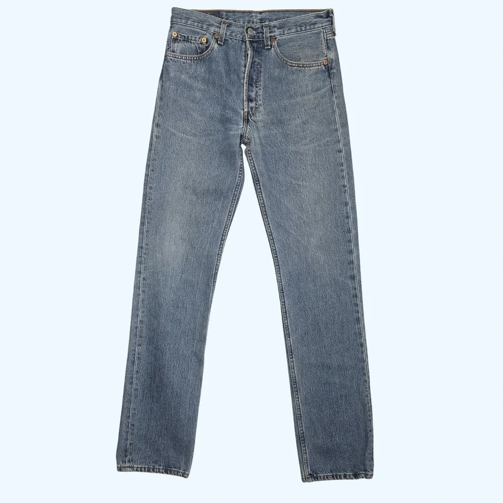Levis 501 Vintage Made in France Blue Denim Straight Leg Jeans Mens 31x36 90s